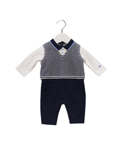 A Navy Jumpsuits from Emporio Armani in size 0-3M for boy. (Front View)