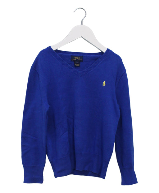 A Blue Knit Sweaters from Polo Ralph Lauren in size 6T for boy. (Front View)