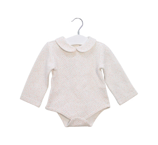 A Pink Long Sleeve Bodysuits from Chickeeduck in size 6-12M for girl. (Front View)