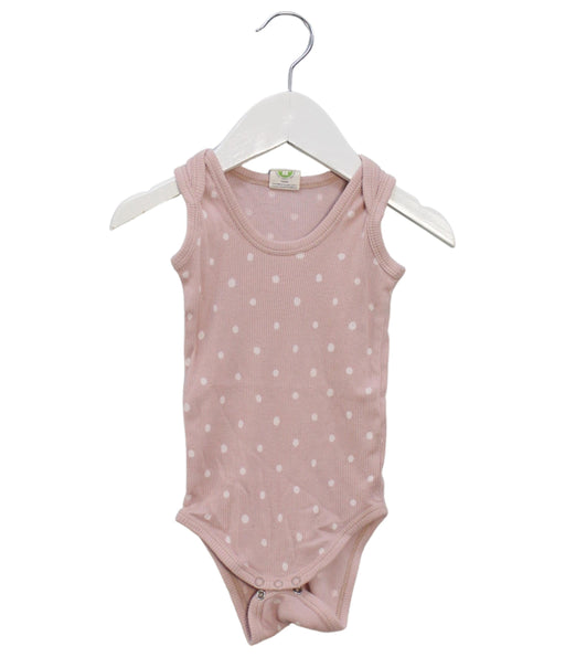 A Pink Sleeveless Bodysuits from Nature Baby in size 3-6M for girl. (Front View)