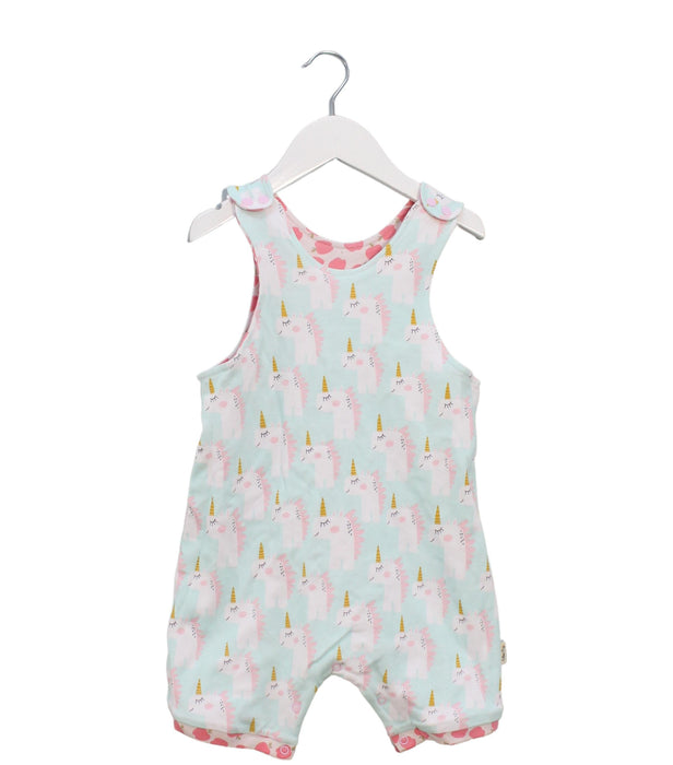 A Teal Sleeveless Rompers from Cotton Pigs in size 12-18M for girl. (Back View)