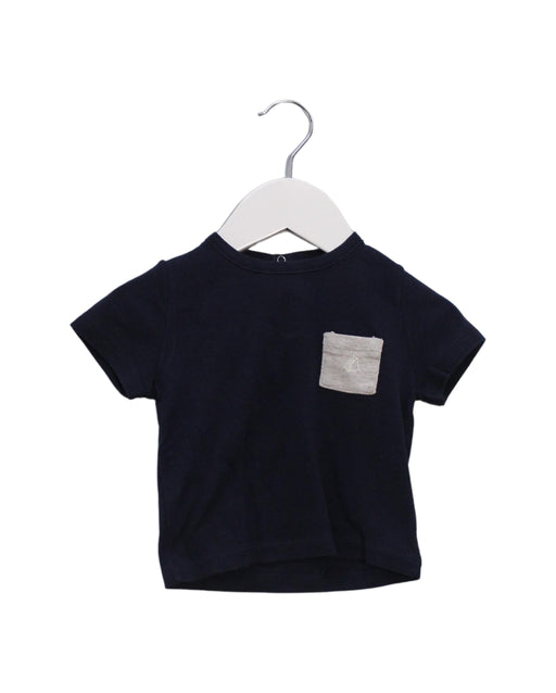 A Navy Short Sleeve T Shirts from Petit Bateau in size 6-12M for boy. (Front View)