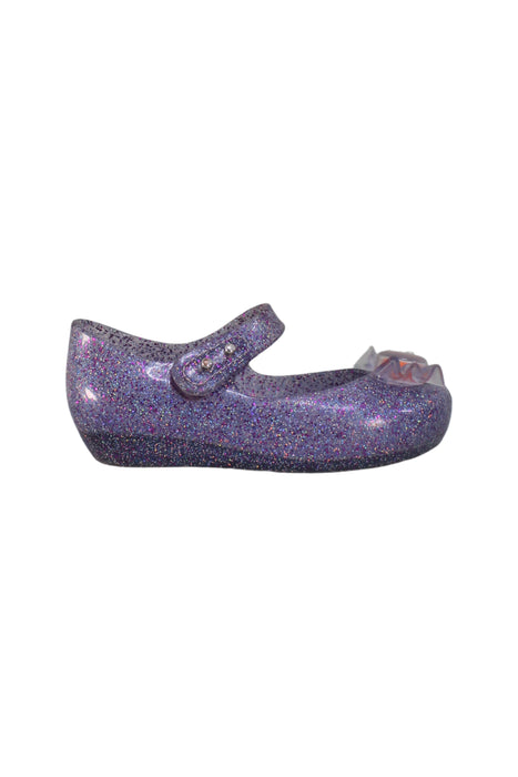 A Purple Flats from Mini Melissa in size 3T for girl. (Back View)
