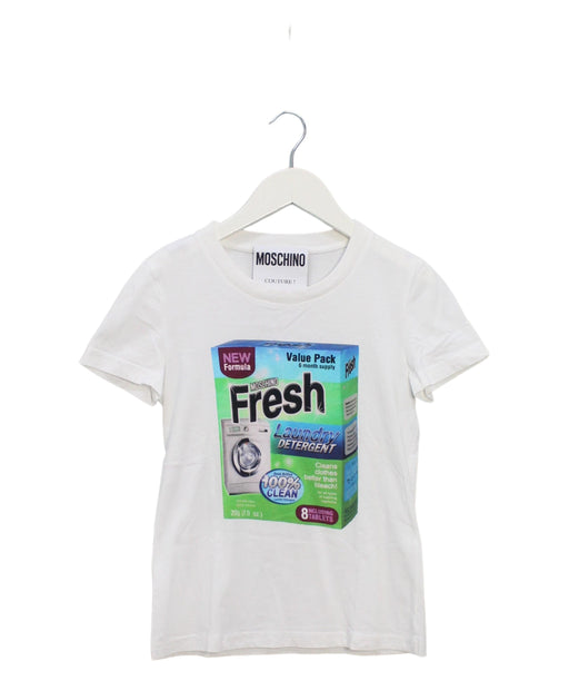 A White Short Sleeve T Shirts from Moschino in size 10Y for girl. (Front View)