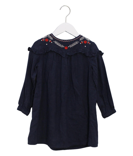 A Navy Long Sleeve Dresses from Carrément Beau in size 5T for girl. (Front View)