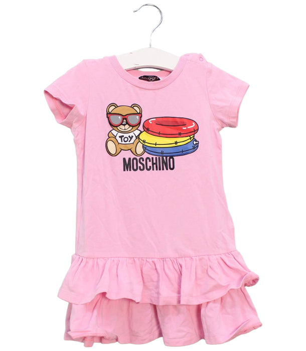A Pink Short Sleeve Dresses from Moschino in size 2T for girl. (Front View)