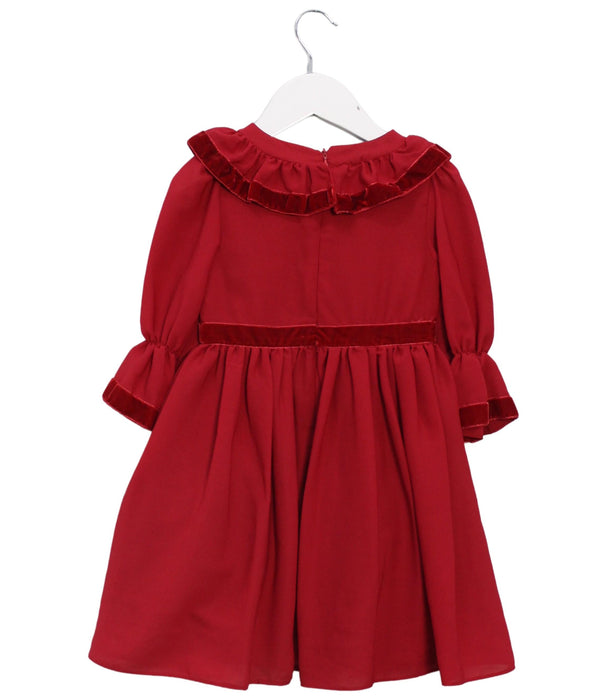 A Red Long Sleeve Dresses from Patachou in size 3T for girl. (Back View)