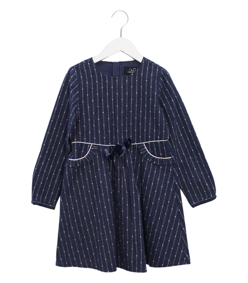 A Navy Long Sleeve Dresses from Chickeeduck in size 7Y for girl. (Front View)