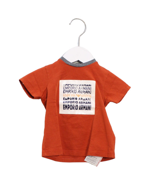 A Orange Short Sleeve T Shirts from Armani in size 6-12M for boy. (Front View)