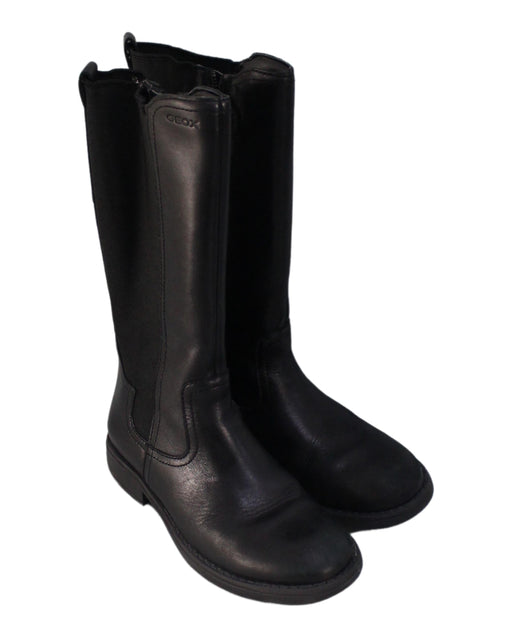 A Black Winter Boots from Geox in size 6T for girl. (Front View)