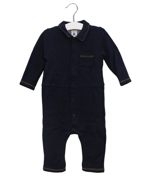 A Navy Long Sleeve Jumpsuits from Petit Bateau in size 6-12M for boy. (Front View)
