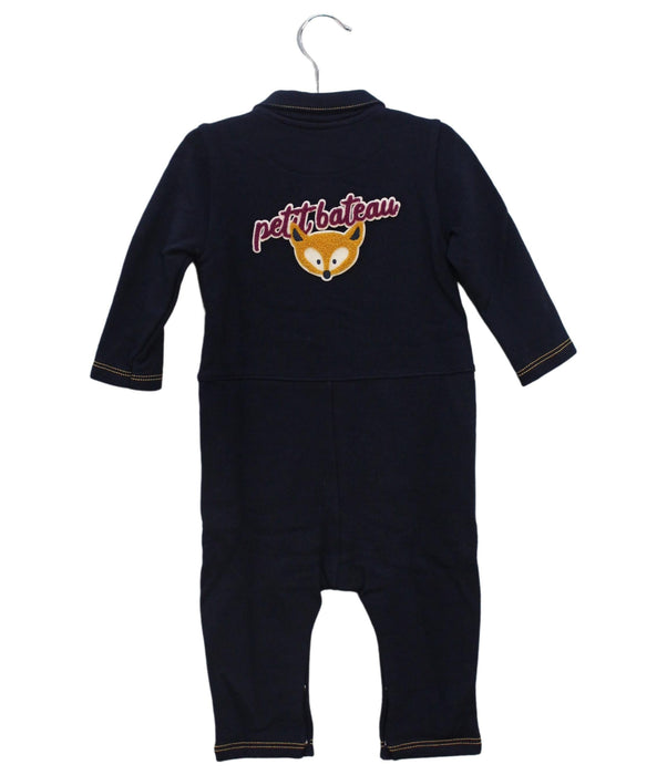 A Navy Long Sleeve Jumpsuits from Petit Bateau in size 6-12M for boy. (Back View)