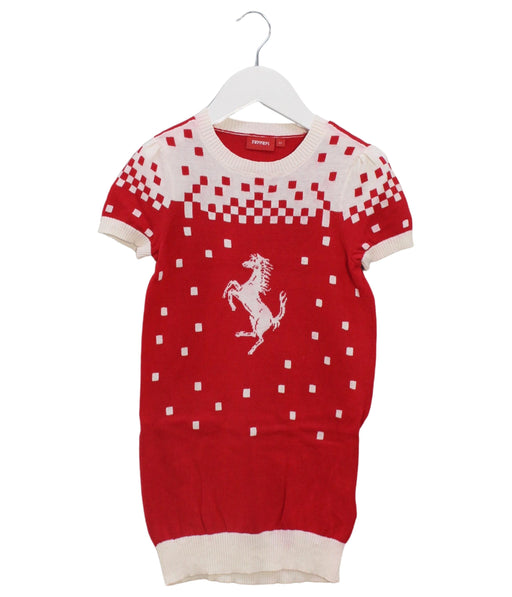 A Red Sweater Dresses from Ferrari in size 6T for girl. (Front View)
