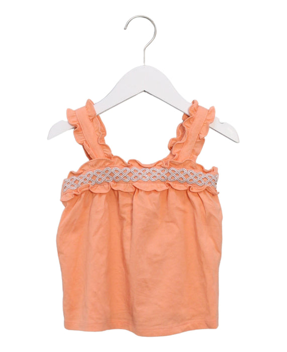 A Orange Sleeveless Tops from Janie & Jack in size 4T for girl. (Front View)