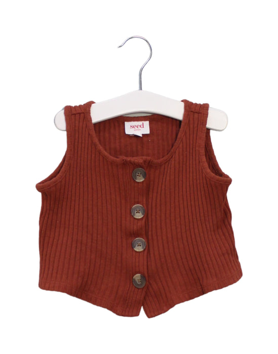 A Brown Sleeveless Tops from Seed in size 2T for girl. (Front View)