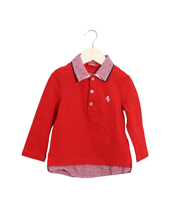 A Red Long Sleeve Polos from Ferrari in size 3T for boy. (Front View)