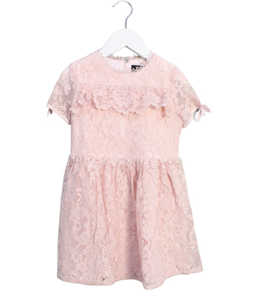 A Pink Short Sleeve Dresses from Bardot Junior in size 4T for girl. (Front View)