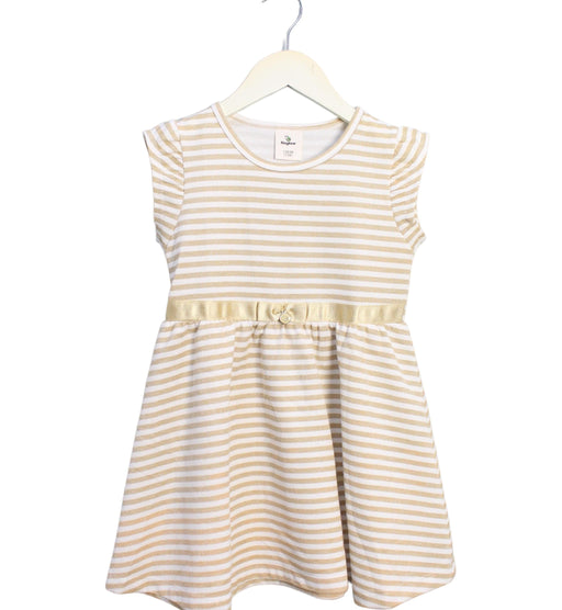 A Gold Sleeveless Dresses from Kingkow in size 4T for girl. (Front View)