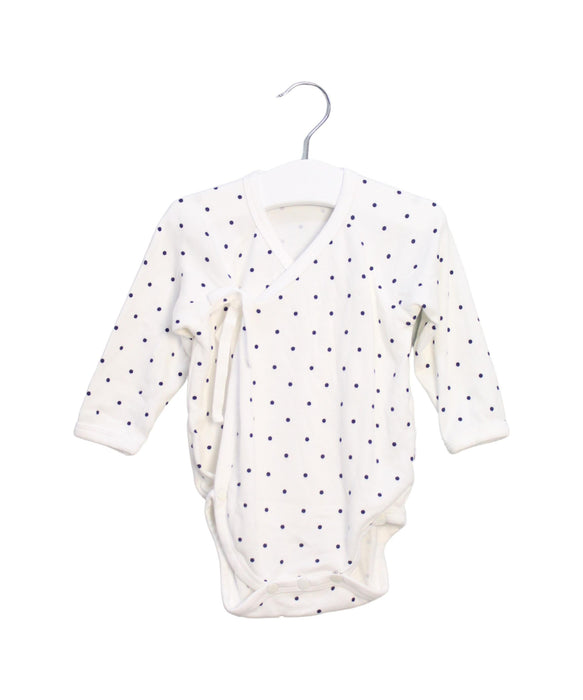 A White Long Sleeve Bodysuits from Babymio in size 3-6M for neutral. (Front View)