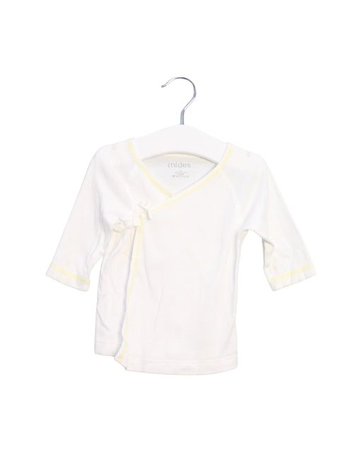 A White Long Sleeve Tops from Mides in size 0-3M for neutral. (Front View)