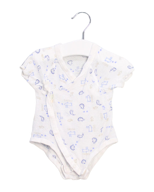 A White Short Sleeve Bodysuits from Mides in size 0-3M for boy. (Front View)