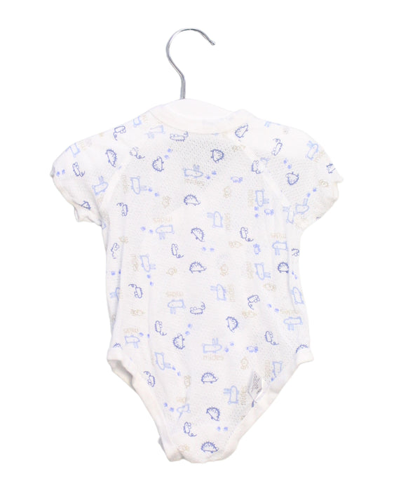 A White Short Sleeve Bodysuits from Mides in size 0-3M for boy. (Back View)