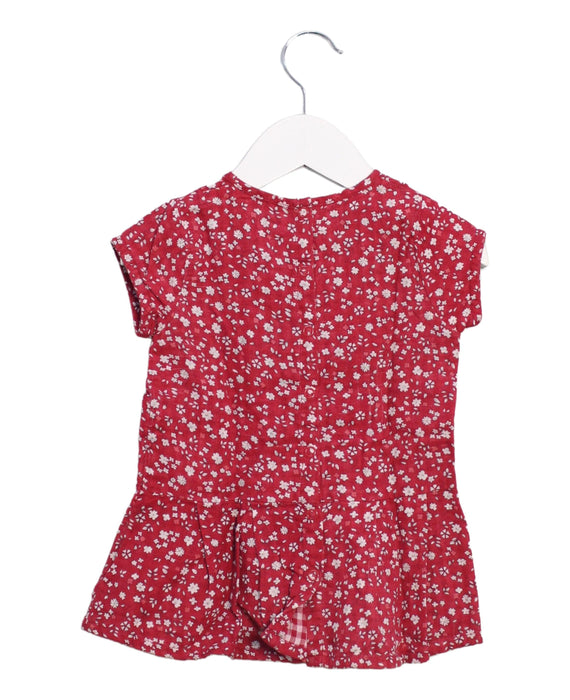A Red Short Sleeve Dresses from Petit Bateau in size 6-12M for girl. (Back View)