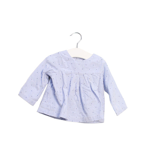 A Blue Long Sleeve Tops from Jacadi in size 6-12M for girl. (Front View)