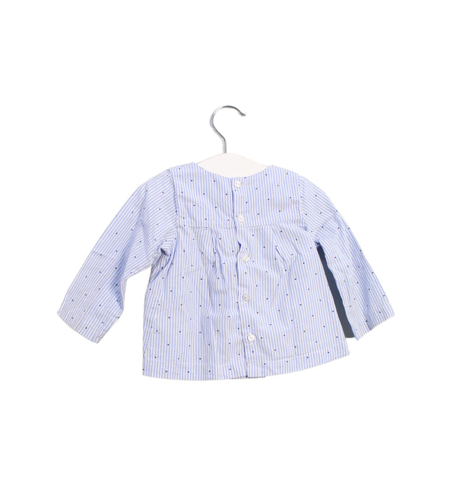 A Blue Long Sleeve Tops from Jacadi in size 6-12M for girl. (Back View)