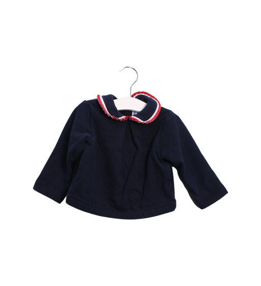 A Navy Long Sleeve Tops from Jacadi in size 6-12M for girl. (Front View)