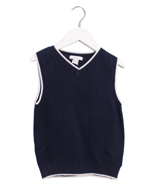 A Navy Sweater Vests from Jacadi in size 6T for boy. (Front View)