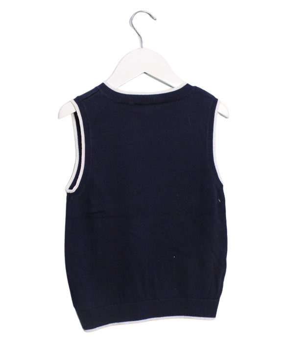 A Navy Sweater Vests from Jacadi in size 6T for boy. (Back View)