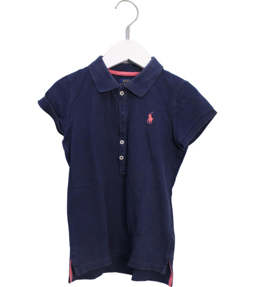 A Navy Short Sleeve Polos from Polo Ralph Lauren in size 7Y for girl. (Front View)