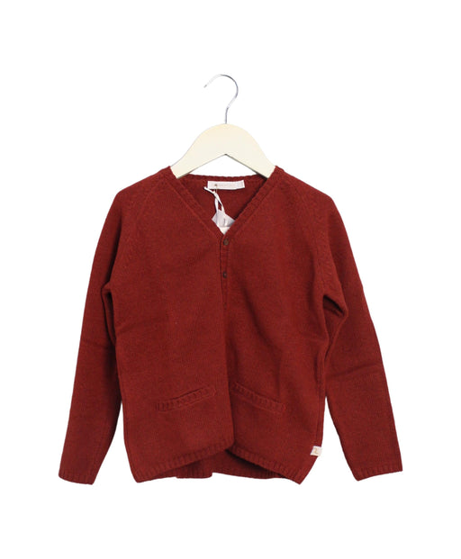 A Red Cardigans from Les Enfantines in size 6T for girl. (Front View)