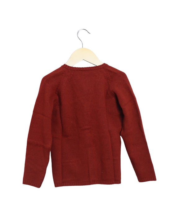 A Red Cardigans from Les Enfantines in size 6T for girl. (Back View)