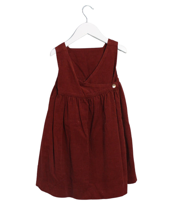 A Brown Sleeveless Dresses from Les Enfantines in size 4T for girl. (Back View)