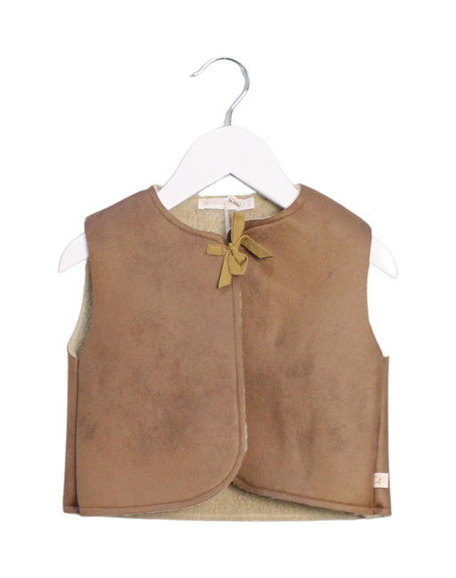 A Brown Outerwear Vests from Les Enfantines in size 3T for boy. (Front View)