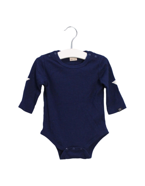 A Navy Long Sleeve Bodysuits from Petit Main in size 3-6M for girl. (Front View)
