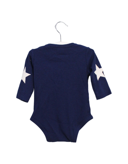A Navy Long Sleeve Bodysuits from Petit Main in size 3-6M for girl. (Back View)
