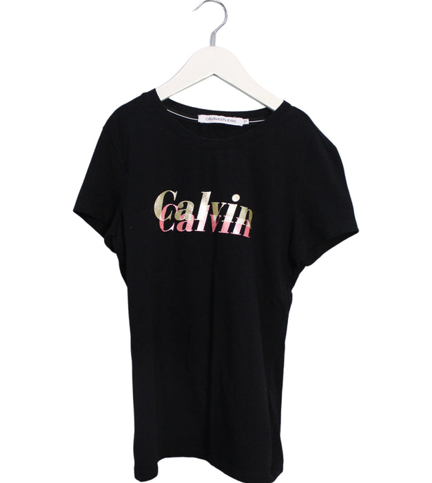 A Black Short Sleeve T Shirts from Calvin Klein in size 12Y for girl. (Front View)