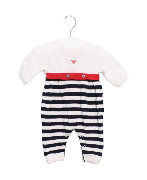 A White Long Sleeve Jumpsuits from Armani in size 0-3M for girl. (Front View)