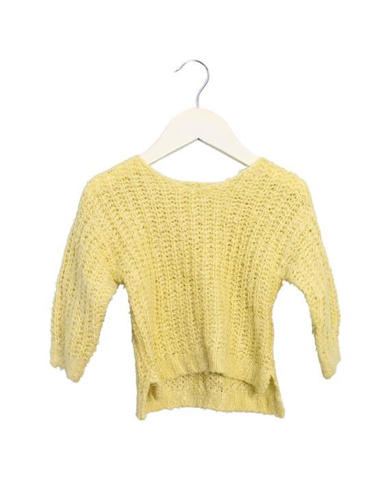 A Yellow Knit Sweaters from Petit Main in size 2T for girl. (Front View)