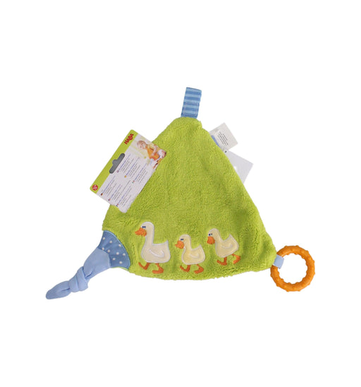 A Green Safety Blankets from Haba in size 12-18M for neutral. (Front View)