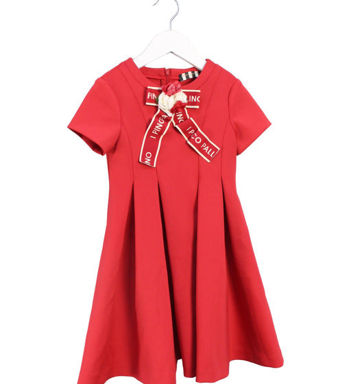 A Red Short Sleeve Dresses from I Pinco Pallino in size 3T for girl. (Front View)