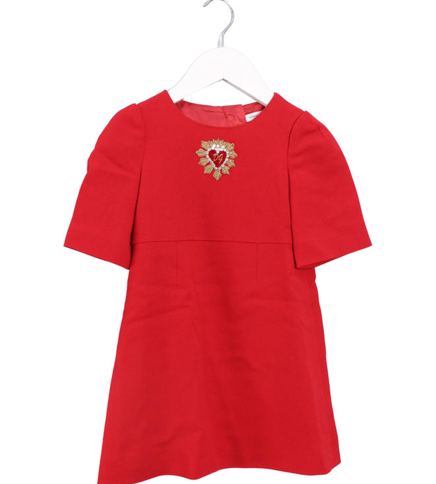 A Red Short Sleeve Dresses from Dolce & Gabbana in size 2T for girl. (Front View)