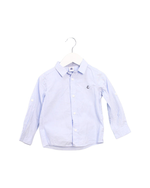 A Blue Shirts from Petit Bateau in size 3T for boy. (Front View)