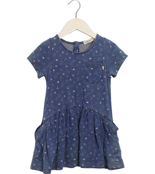 A Navy Short Sleeve Dresses from The Bonnie Mob in size 18-24M for girl. (Front View)
