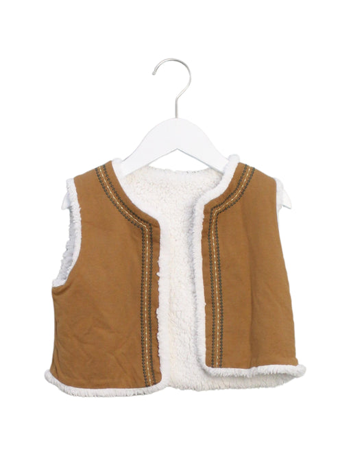 A Brown Outerwear Vests from Petit Bateau in size 8Y for girl. (Front View)