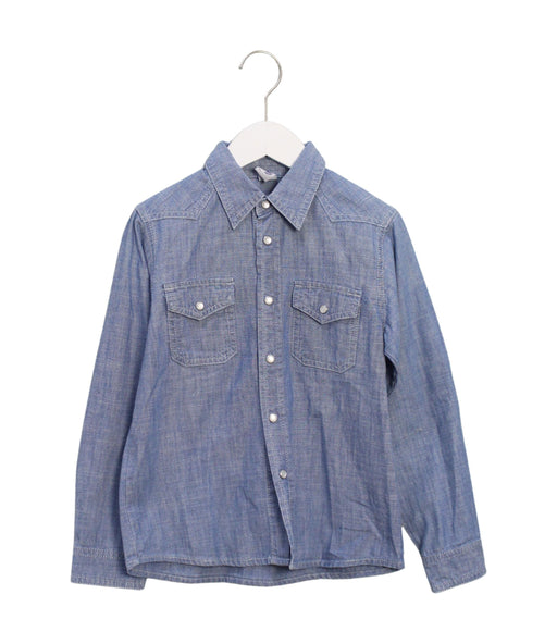 A Blue Shirts from Petit Bateau in size 8Y for boy. (Front View)