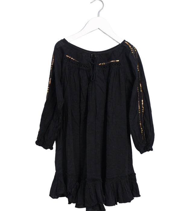 A Black Long Sleeve Dresses from Velveteen in size 5T for girl. (Front View)